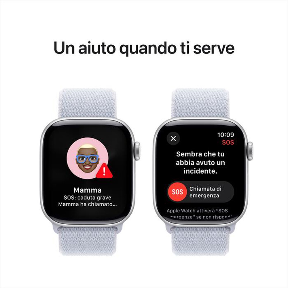 "APPLE - Watch Series 10 GPS 42mm Alluminio-Argento - Sport Loop Blu Cloud"