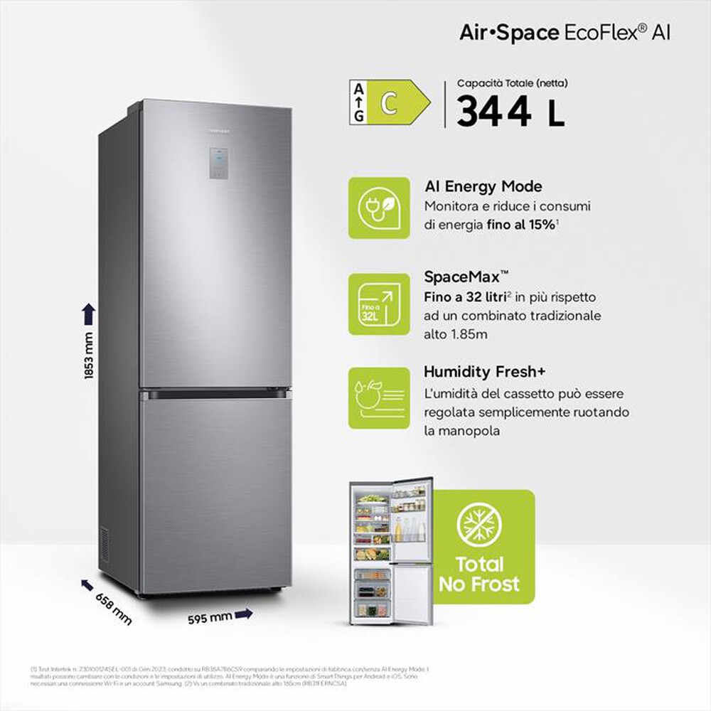 Immagine del prodotto SAMSUNG - Frigorifero combinato RB34C775CS9/EF ClasseC 344lt-METAL INOX