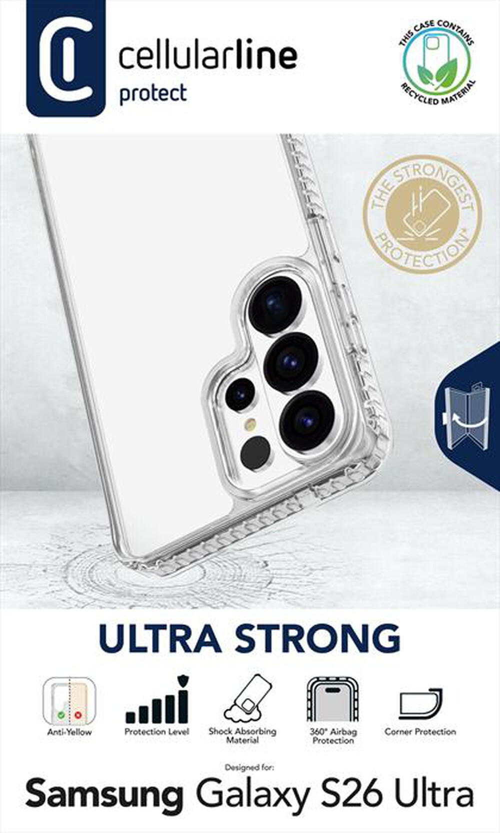 Immagine del prodotto CELLULARLINE - Cover ULTRA STRONG per Galaxy S26 Ultra-Trasparente