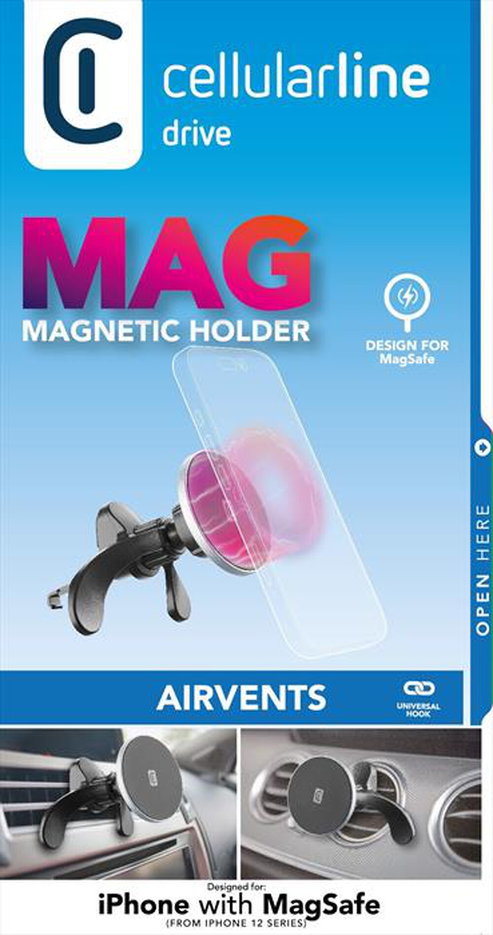 Immagine del prodotto CELLULARLINE - Supporto smartphone da auto MAGSFHOLDERVENT2K-Nero