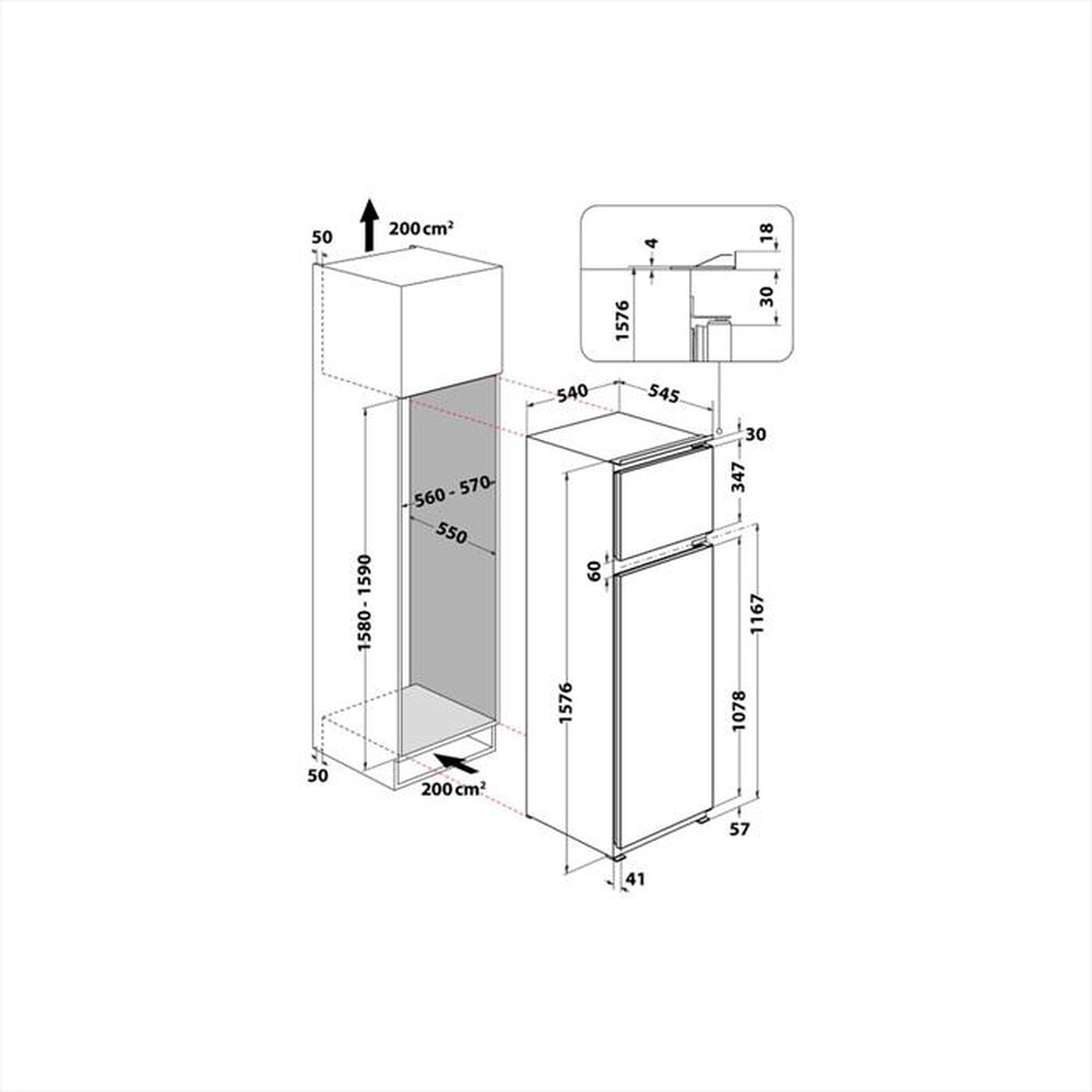 Immagine del prodotto WHIRLPOOL - Frigorifero 2 porte ART 3672 Classe E 239 lt-Bianco