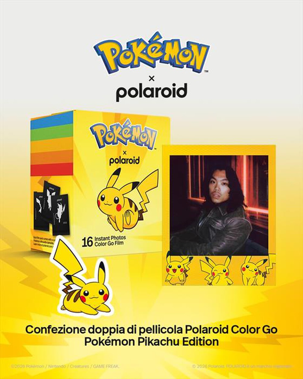 Immagine del prodotto POLAROID - 16 pellicole GO FILM COLOR DOPPIA - PIKACHU-Giallo