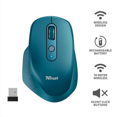 TRUST - OZAA RECHARGEABLE S MOUSE BLUE-Blue