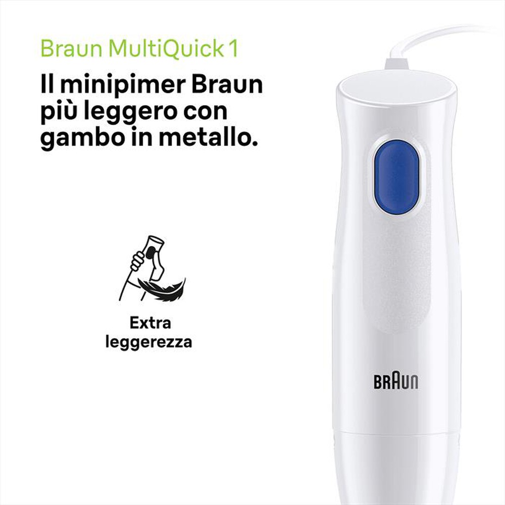 "BRAUN - Frullatore a immersione Minipimer MQ10.201M-Bianco"