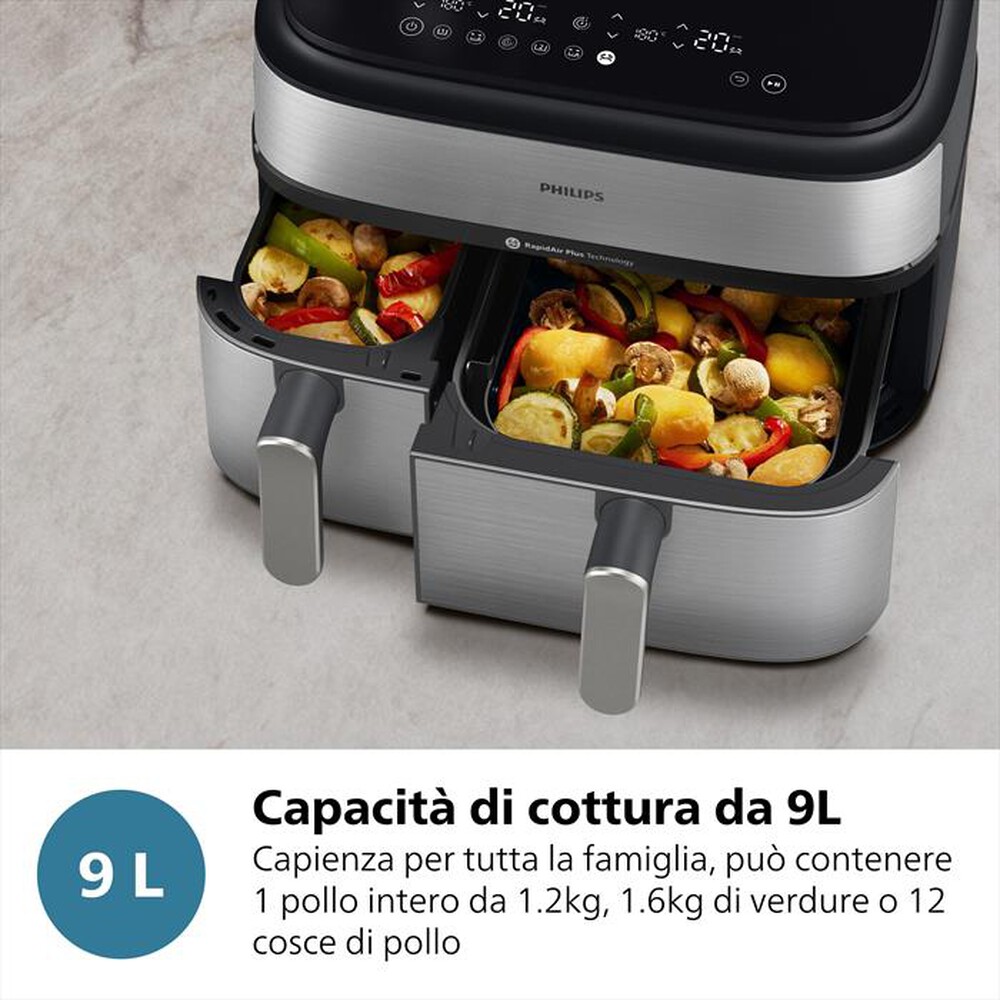 "PHILIPS - AIRFRYER SERIE 5000 DA 9L COTTURA VAPORE NA555/00-Inox"