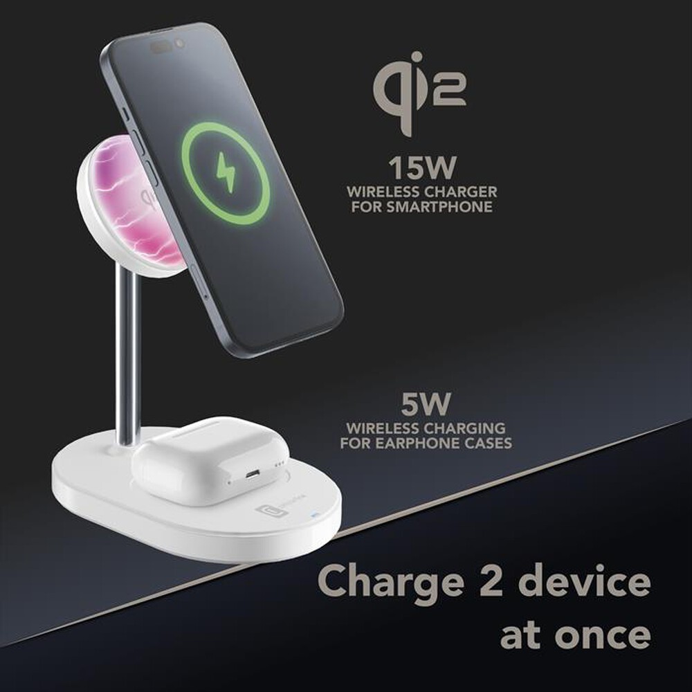 Immagine del prodotto CELLULARLINE - MAG DUO Station di ricarica wireless-Bianco