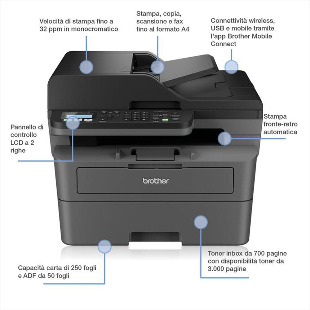 "BROTHER - Multifunzione MFCL2827DWRE1-Nero"