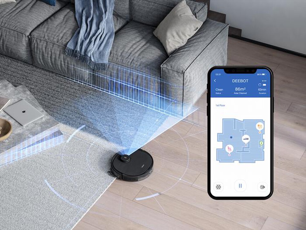 Immagine del prodotto ECOVACS - T8 AIVI ROBOT ASPIRAPOLVERE ECOVACS DEEBOT OZMO-Nero Opaco