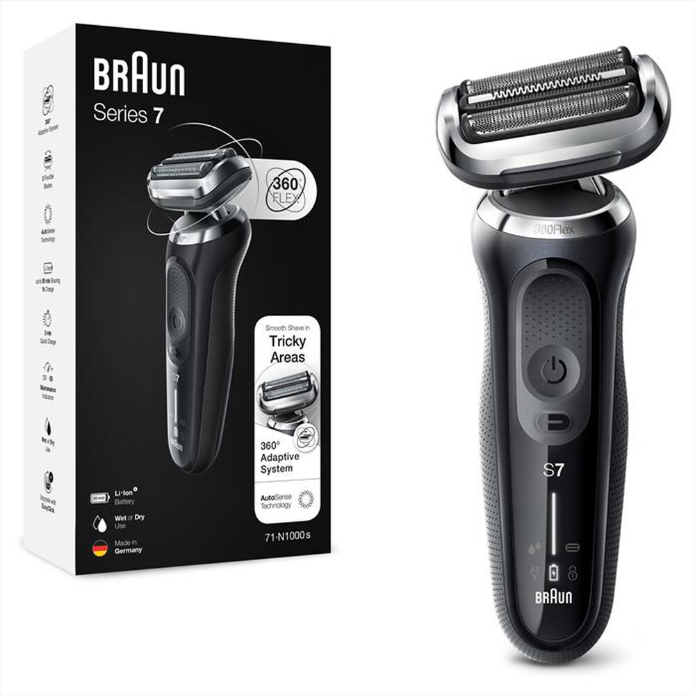 "BRAUN - Rasoio Elettrico Uomo SERIES 7 71-N1000S Flex 360°-NERO"
