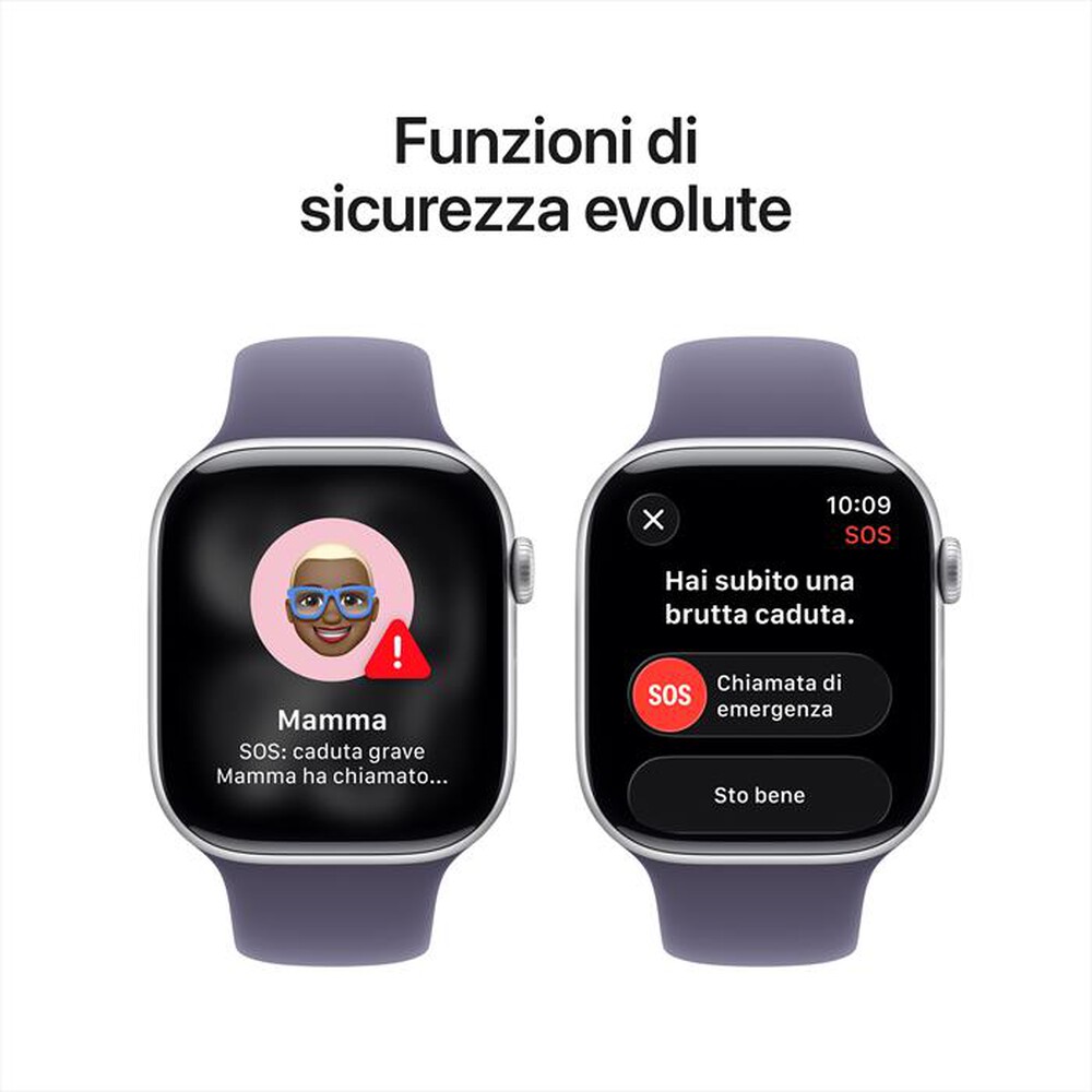 Immagine del prodotto APPLE - Watch Series 11 GPS 46mm Alluminio-Argento Sport Band Viola - S/M