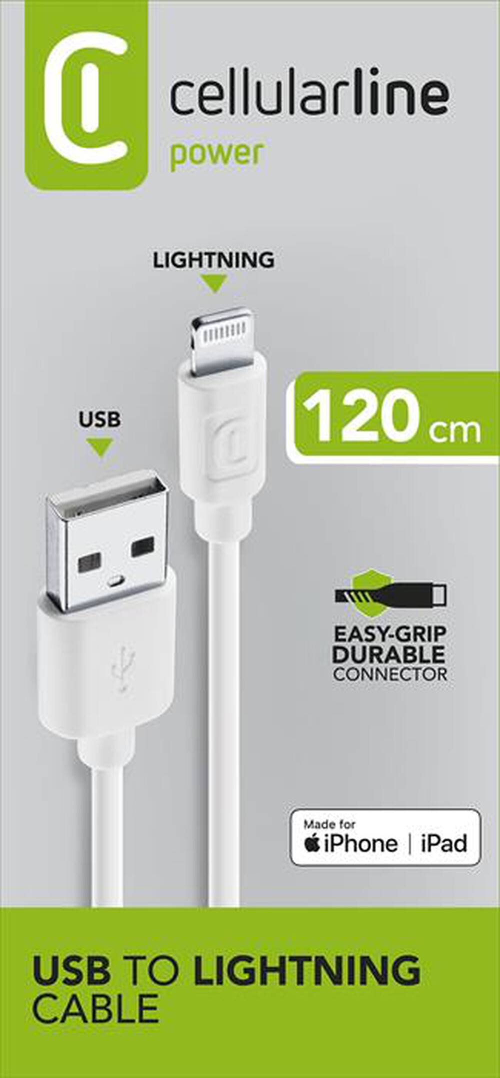 Immagine del prodotto CELLULARLINE - Cavo connettore LIGHTNING-USB per iPhone 5-Bianco
