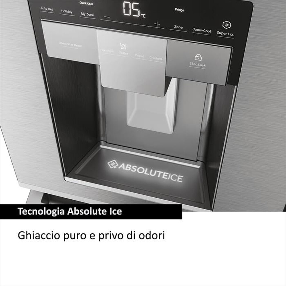 Immagine del prodotto HAIER - Frigorifero side by side HCR7918EIMP ClasseE 601lt-Platino, Acciaio inossidabile