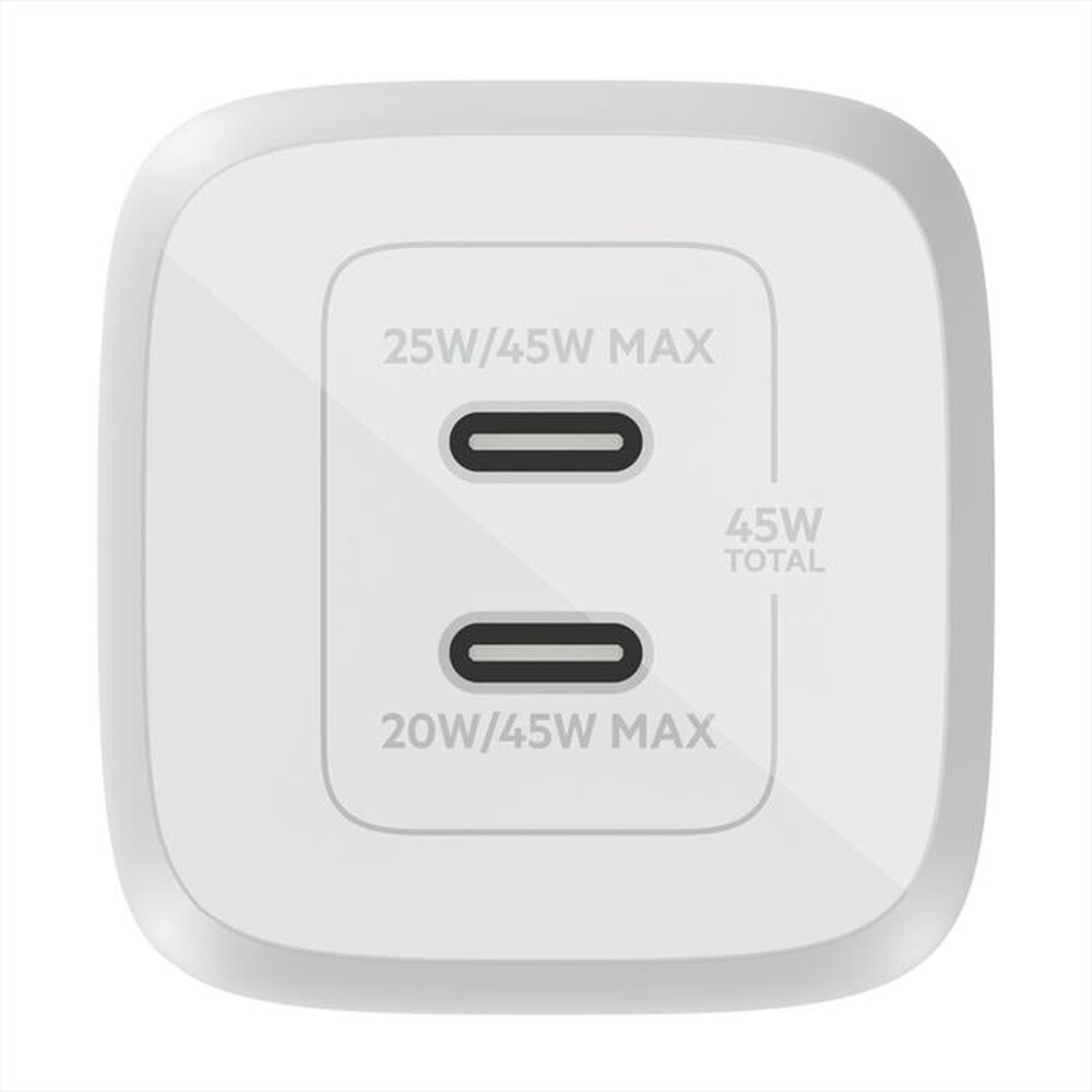 Immagine del prodotto BELKIN - CARICABATTERIA DA PARETE DOPPIO GAN USB-C PPS 45W-Bianco