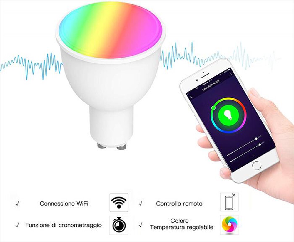Immagine del prodotto WOOX - SMART LED SPOTLIGHT GU10, RGBW, 4.5W, 2700K-Bianco
