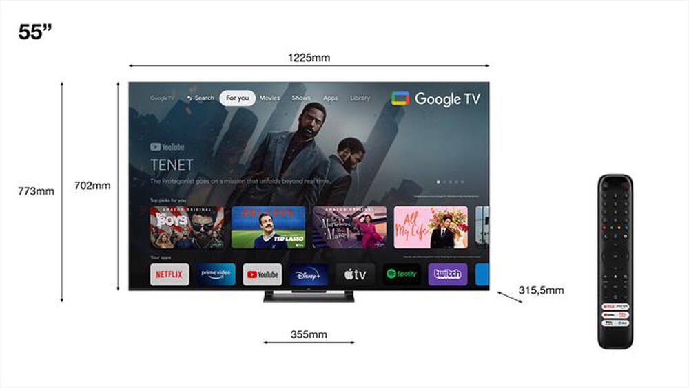 "TCL - Smart TV Q-LED UHD 4K 55\" 55C749-Nero"