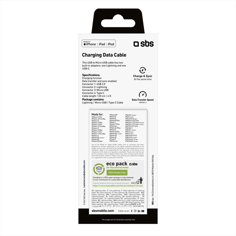 Immagine del prodotto SBS - TECABLEUSBIP53189W-Grigio