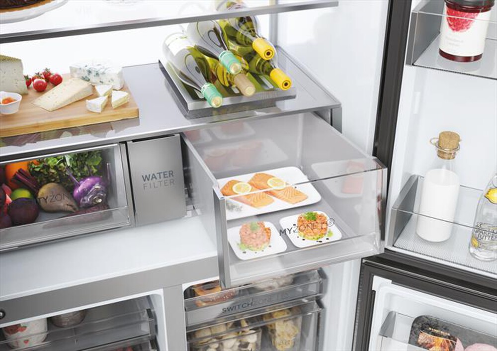 Immagine del prodotto HAIER - Frigorifero side by side HCR7918EIMP ClasseE 601lt-Platino, Acciaio inossidabile