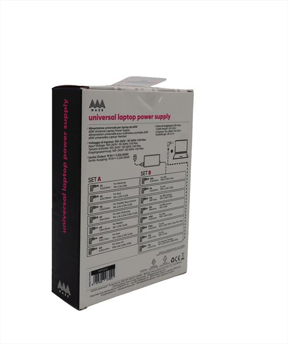 Immagine del prodotto AAAMAZE - ALIMENTATORE UNIVERSALE 65W SET B-Nero