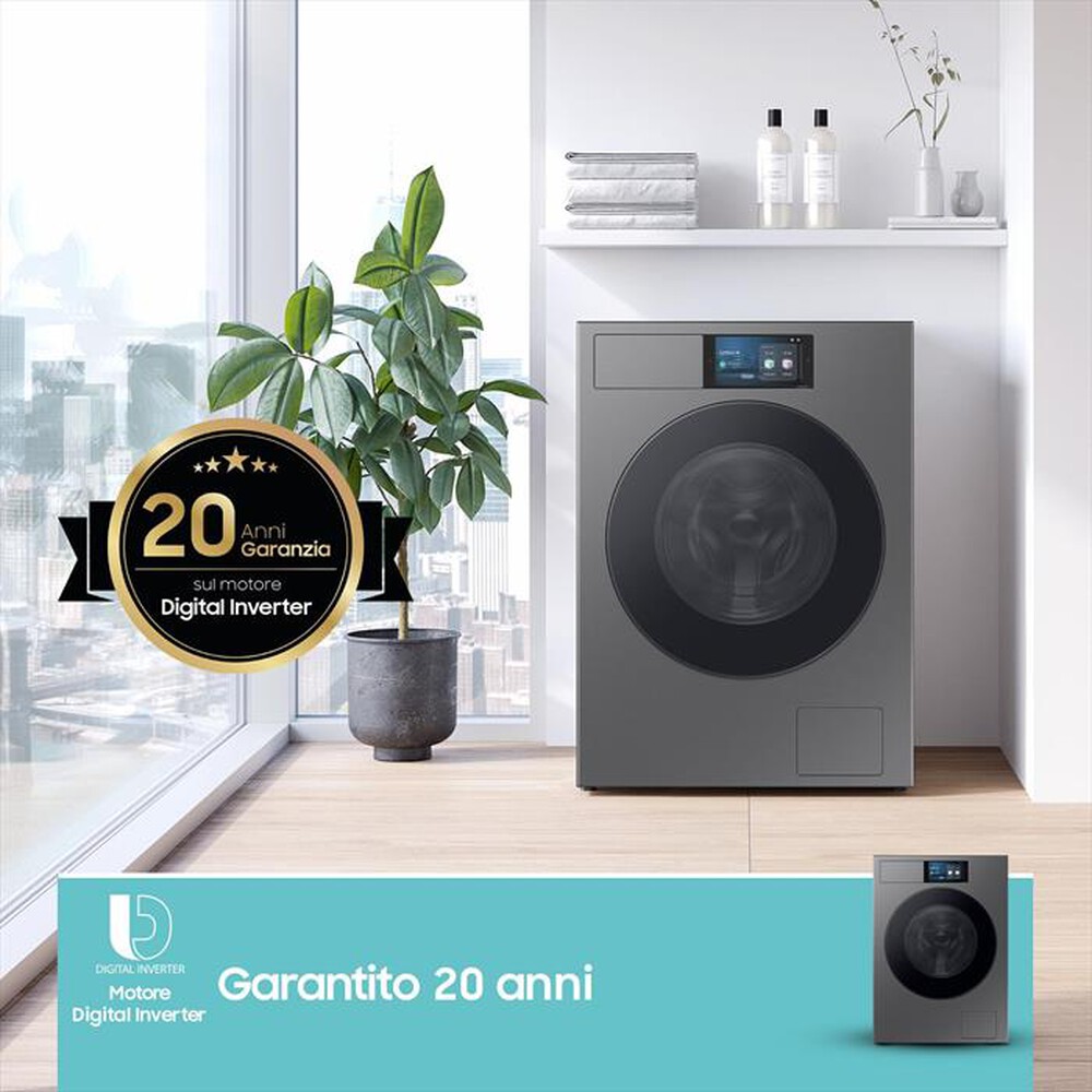 "SAMSUNG - Lavatrice WF90F09C4SU3 9KG Classe A-Dark Silver Steel - oblò Nero"