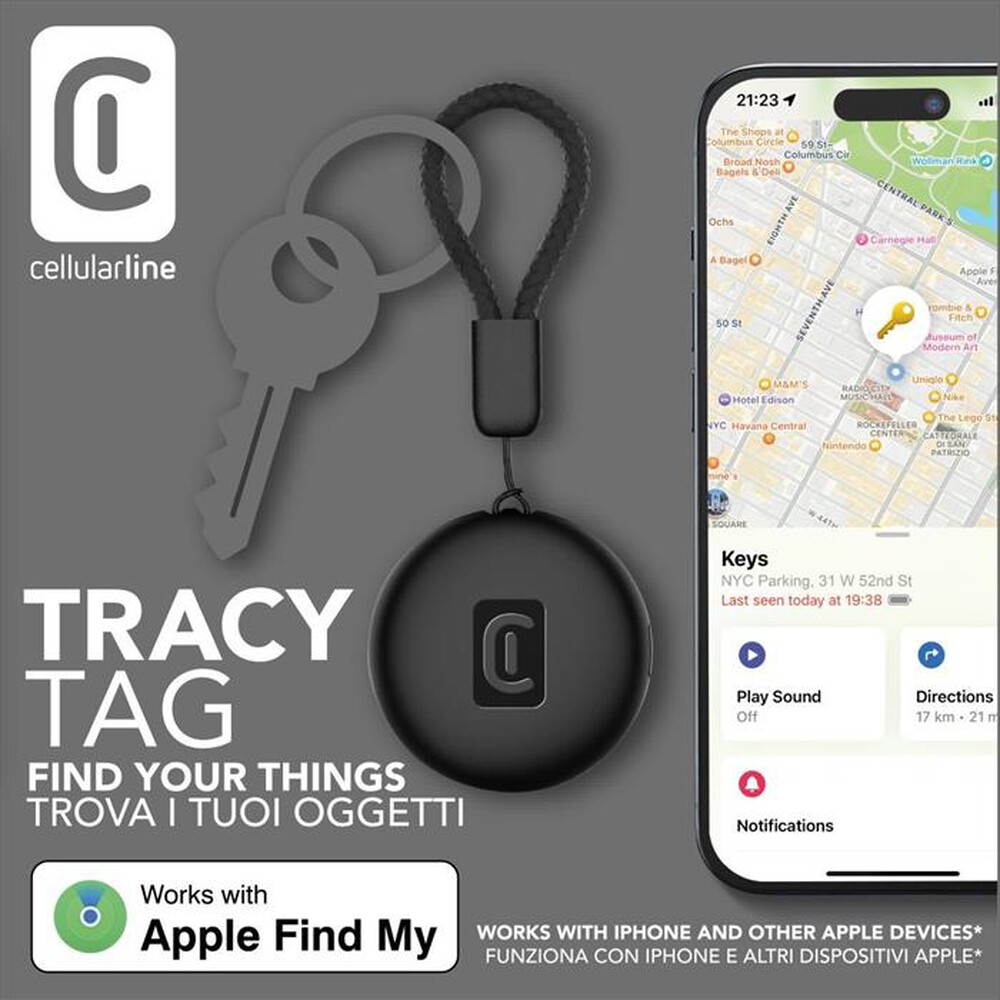 Immagine del prodotto CELLULARLINE - Trova oggetti Tracy Tag BTTRACYTAGK-Nero