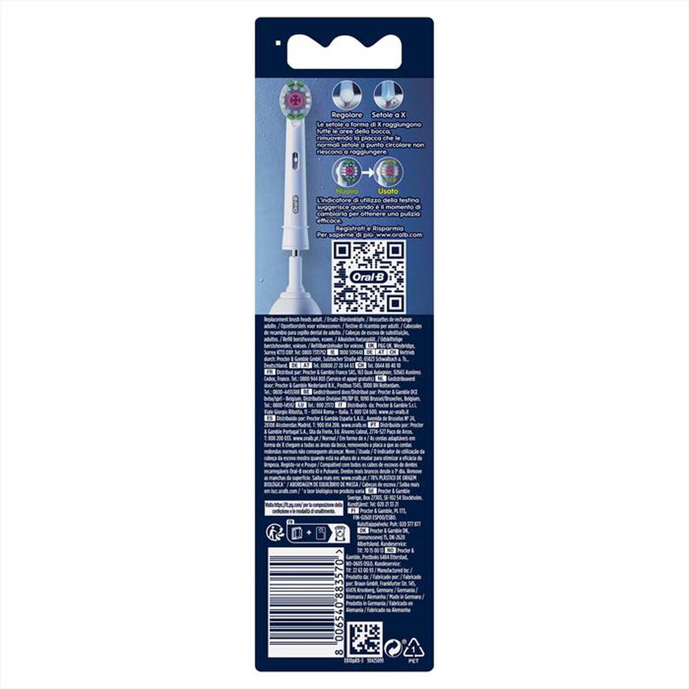 "ORAL-B - TESTINE PRO 3D WHITE. 3 TESTINE-BIANCO"