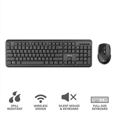 TRUST - ODY WIRELESS KEYBOARD & MOUSE IT-Black