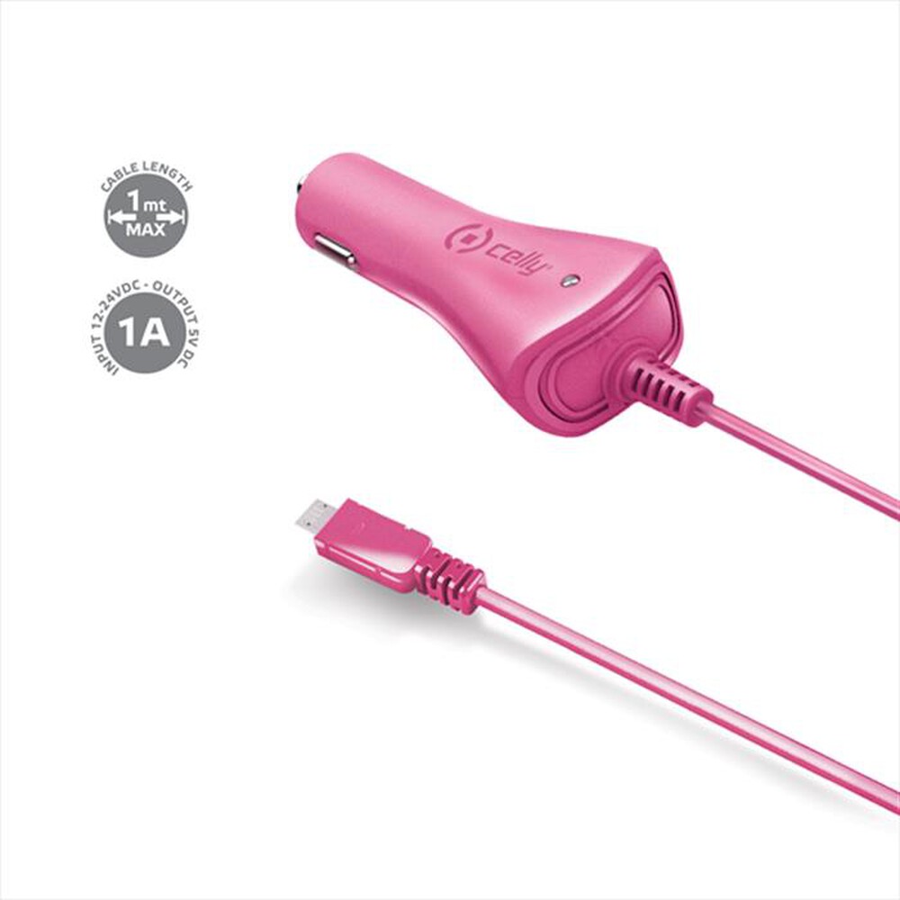 "CELLY - CAR CHARGER 1A MICROUSB P - Rosa/Plastica"
