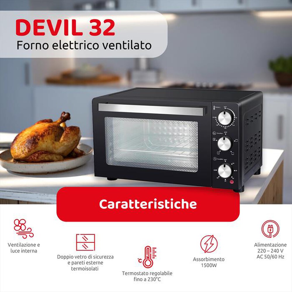 Immagine del prodotto MELCHIONI FAMILY - Fornetto elettrico DEVIL 32-nero
