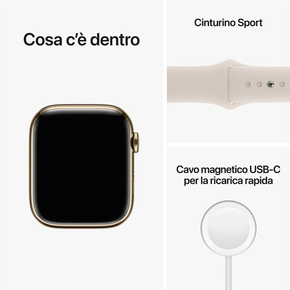Immagine del prodotto APPLE - Watch Series 8 GPS + Cellular 45mm Acciaio-Oro - Galassia