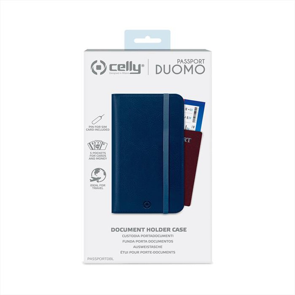 "CELLY - PASSPORTDBL - PORTADOCUMENTI MAGNETICO DUOMO-BLU/SIMILPELLE"