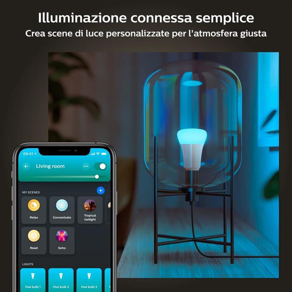 "PHILIPS - HUE WHITE AND COLOR AMBIANCE LAMPADINA E27 9W"