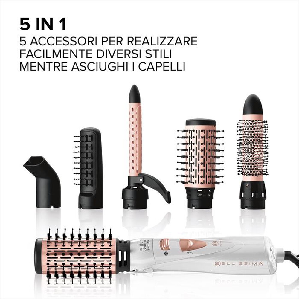 "BELLISSIMA IMETEC - MODELLATORE AD ARIA GH 18 1000-Nero, Rose Gold, Bianco"