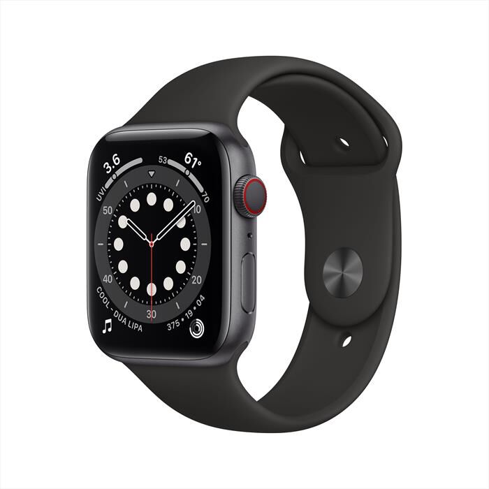 APPLE - Apple Watch Series 6 GPS+Cellular 44mm All Grey - Cinturino Sport  Nero | Euronics