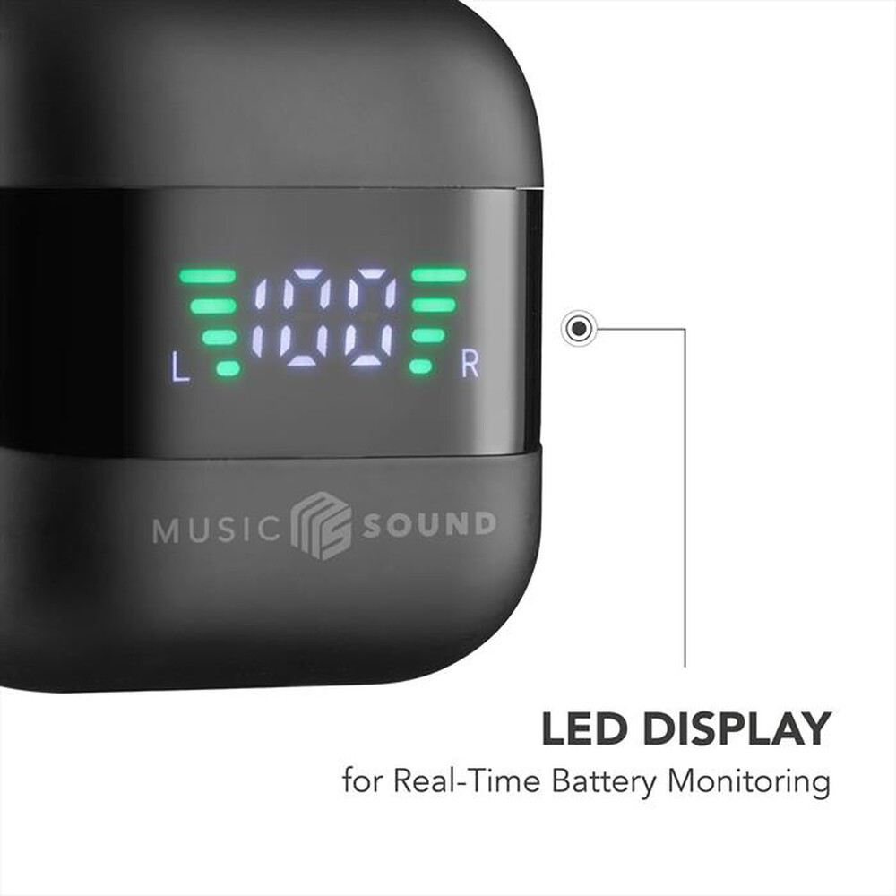 "MUSIC SOUND - AURICOLARI TWS CON DISPLAY LED-Black"