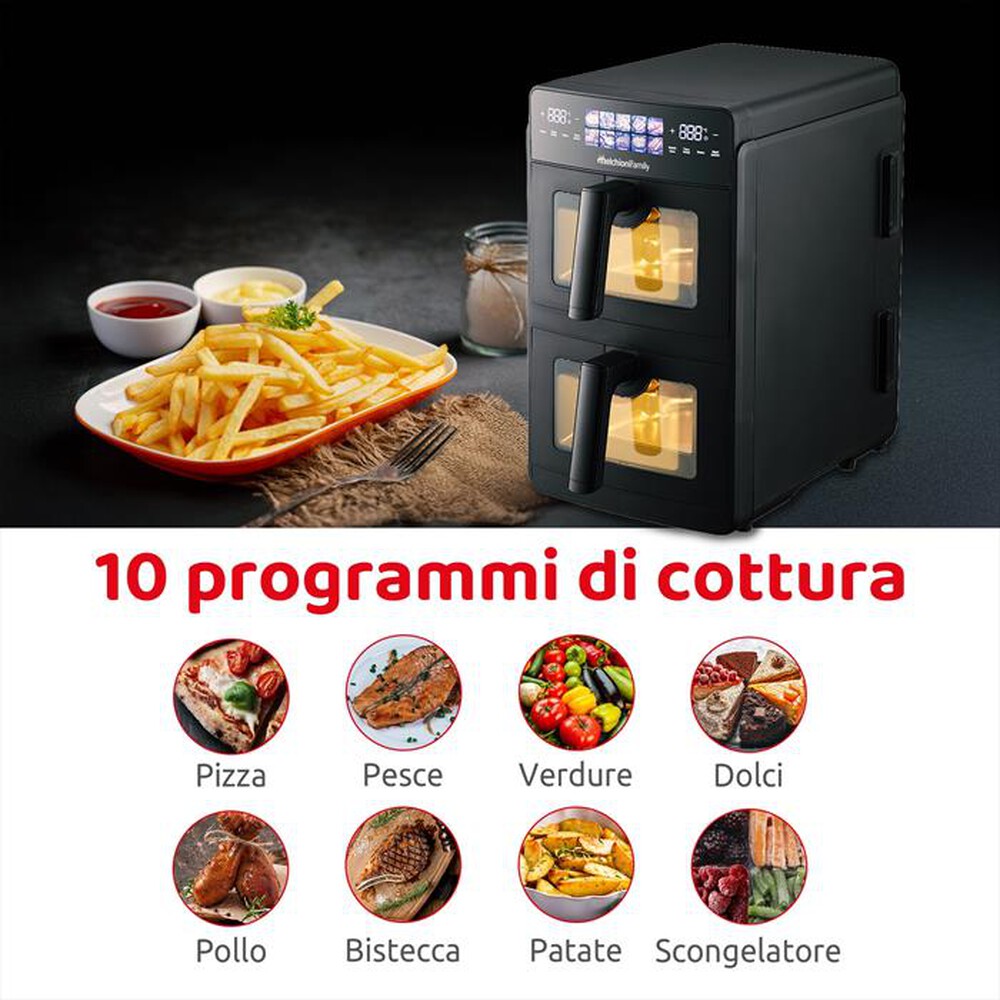 Immagine del prodotto MELCHIONI FAMILY - Friggitrice ad Aria 10L 2600W GIULIA-Nero / Pastica