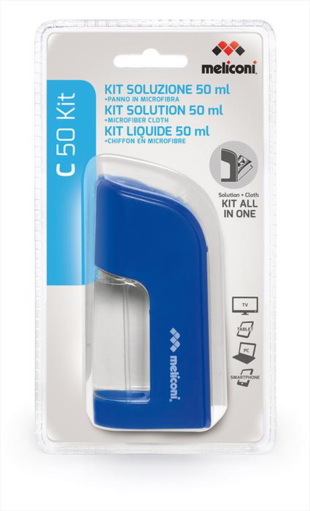 "MELICONI - C50 Kit Soluzione + Panno microfibra-Blu"