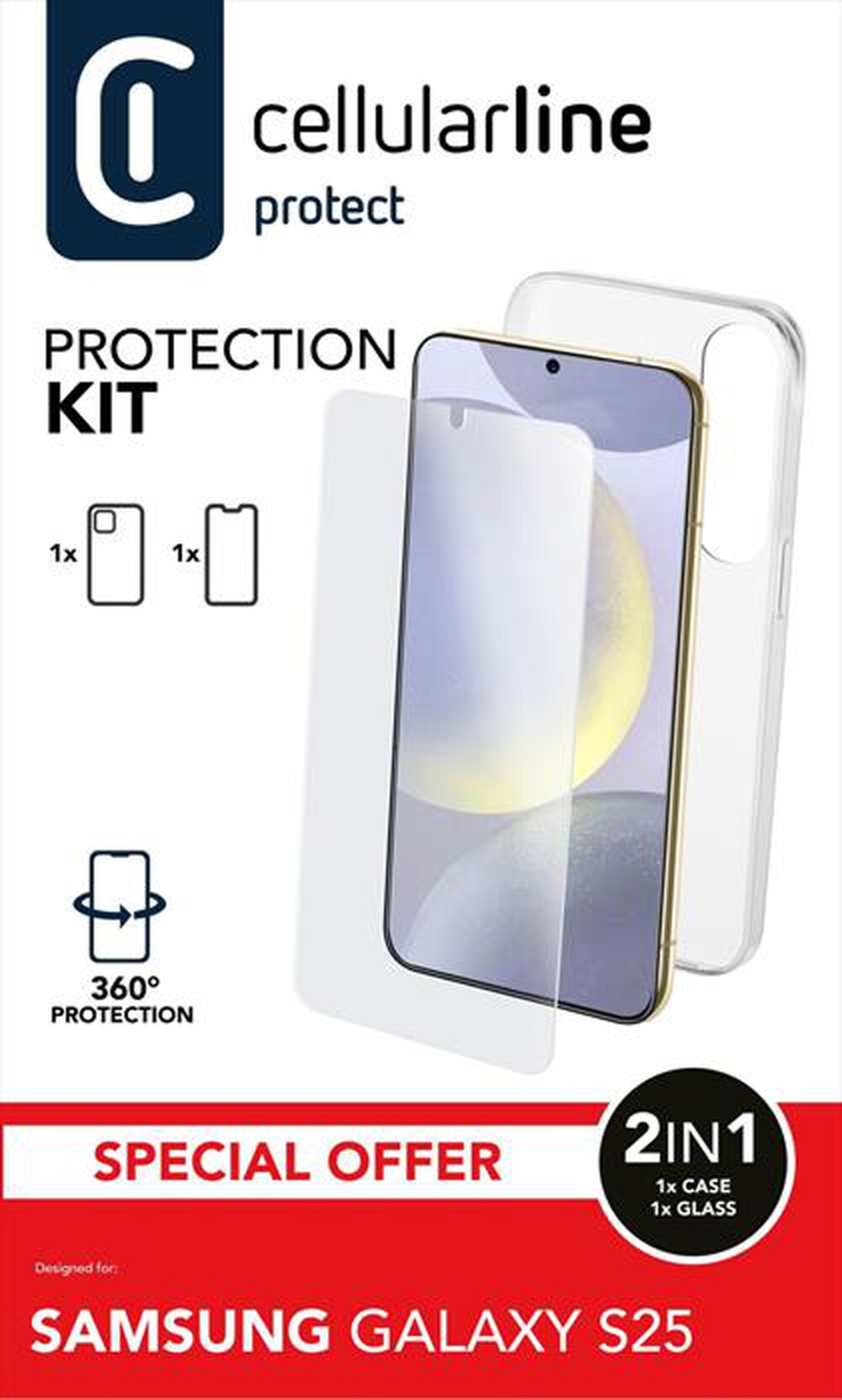 Immagine del prodotto CELLULARLINE - PROTECTION KIT per Galaxy S25-Trasparente