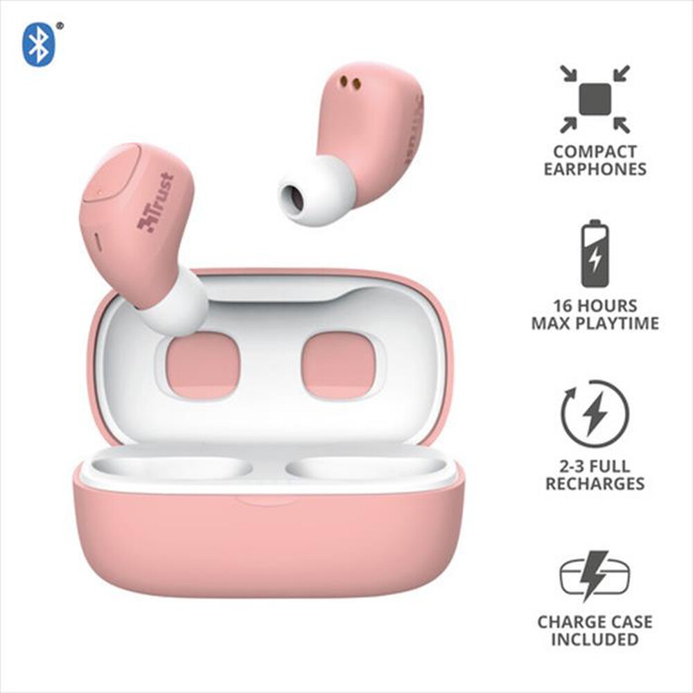 "TRUST - NIKA COMPACT BLUETH EARPHONES PINK-Pink"