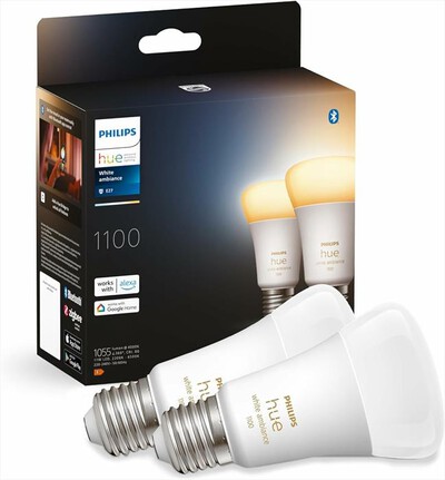 PHILIPS - HUE WHITE AMBIANCE 2X LAMPADINE E27 75W-Bianca