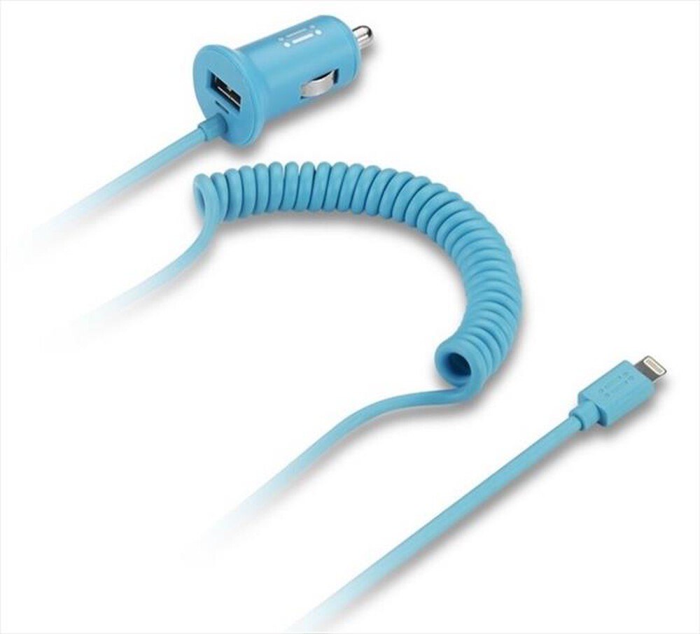 "AIINO - Car Charger 1USB 2.4A w/built-in Micro USB-Blue"