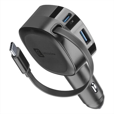 CELLULARLINE - RETRACTABLE CAR CHARGER 65W-Nero