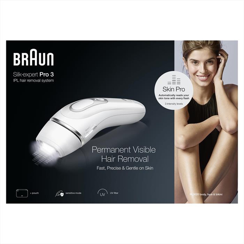 "BRAUN - Epilatore LUCE PULSATA PL3020-BIANCO/GRIGIO"