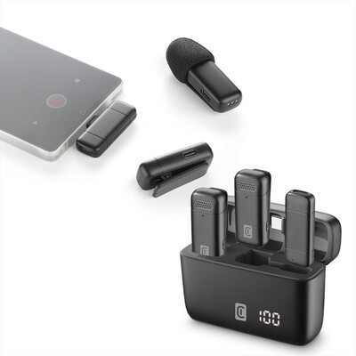 CELLULARLINE - Talk Pro Kit di due microfoni e un ricevitore-Nero