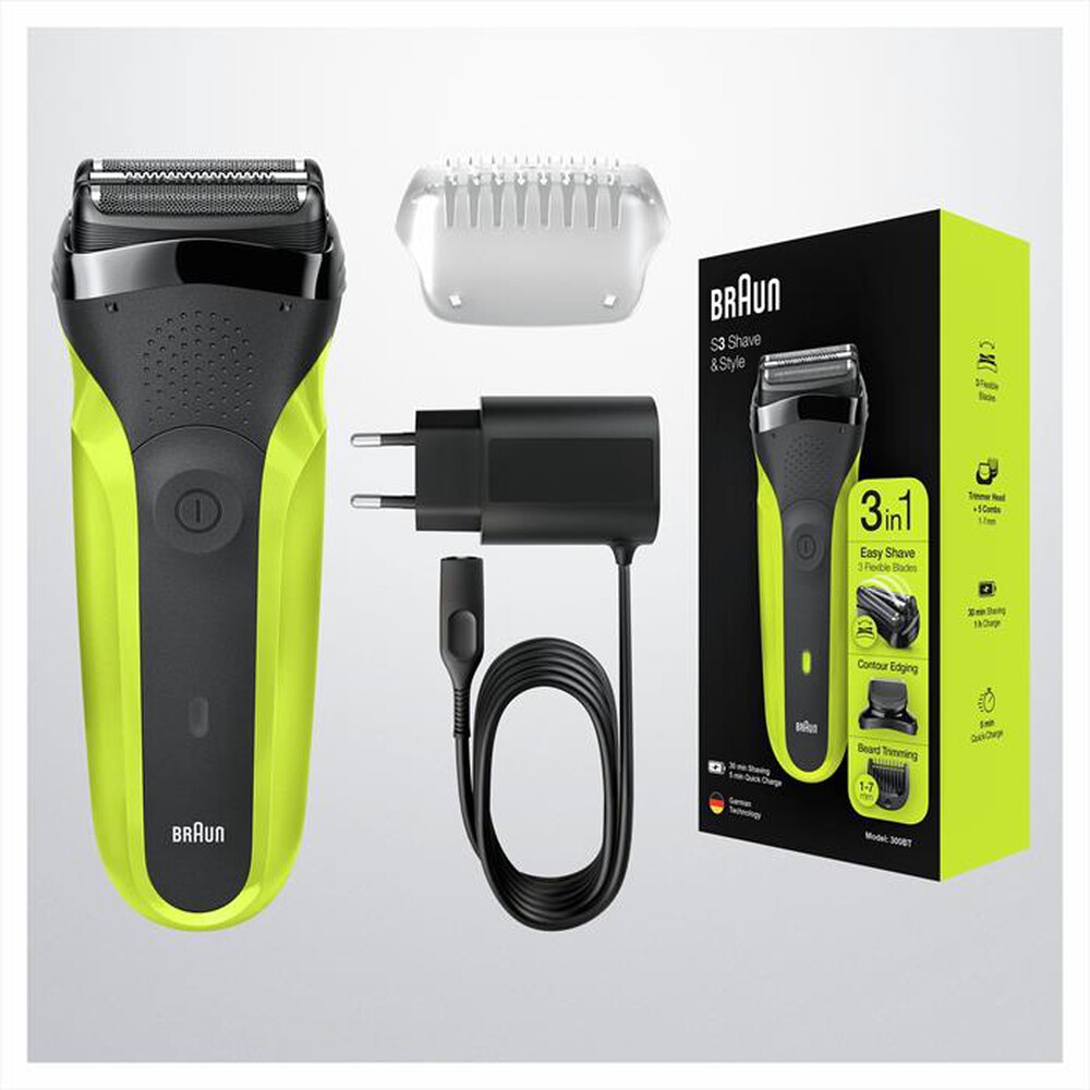 "BRAUN - Series 3 Shave&Style 300BT-Nero/Verde"