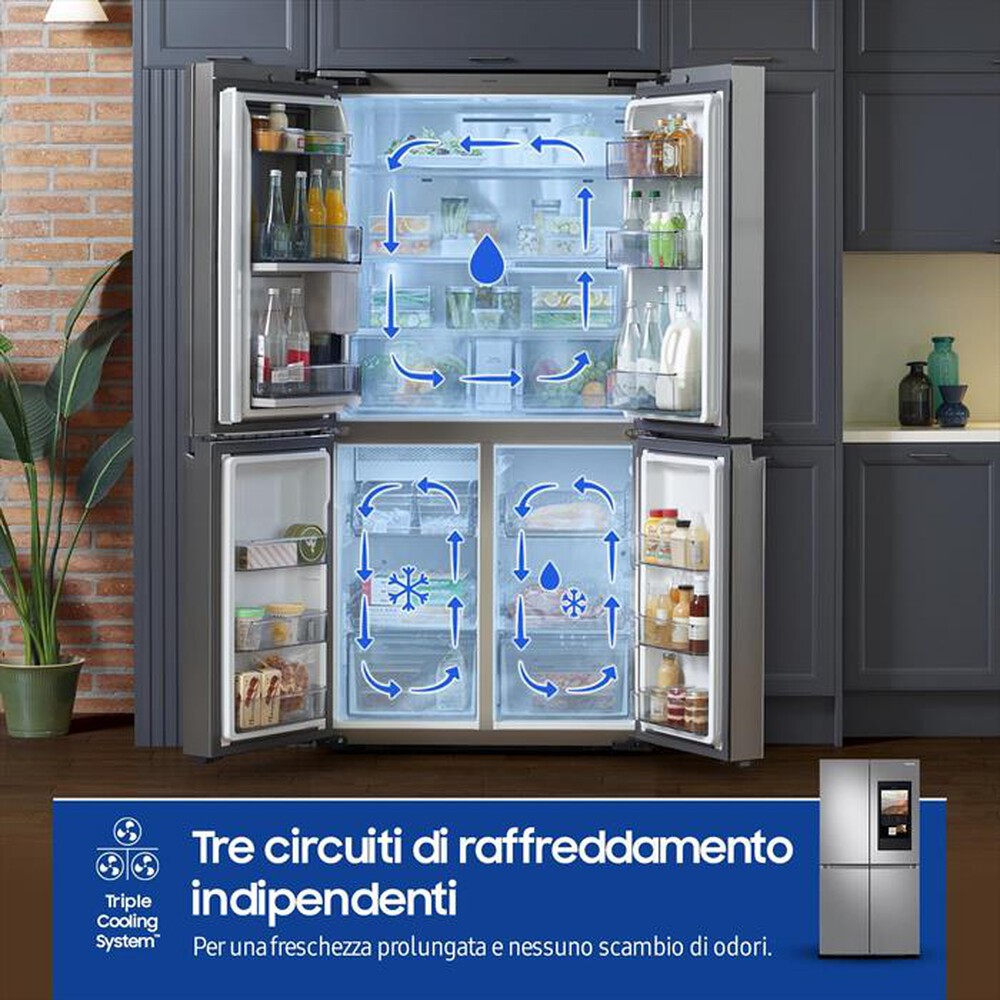 "SAMSUNG - Frigorifero 4 porte RF65DG9H0ESREF Classe E 637 lt-Inox Spazzolato"