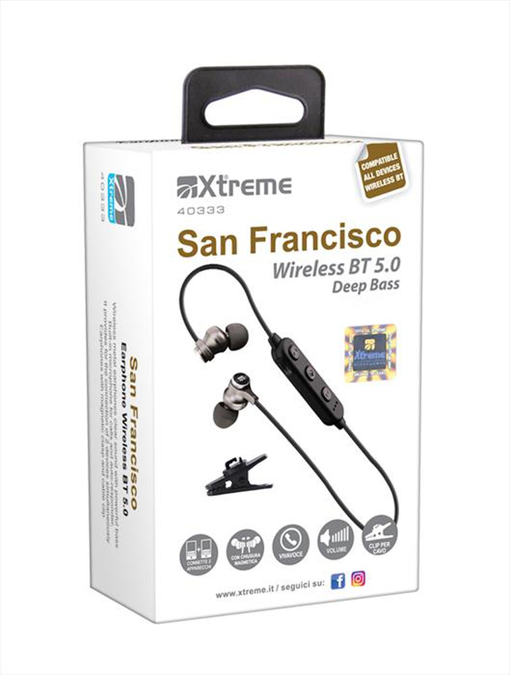 "XTREME - AURICOLARI WIRELESS BT 5.0 SAN FRANCISCO-NERO"