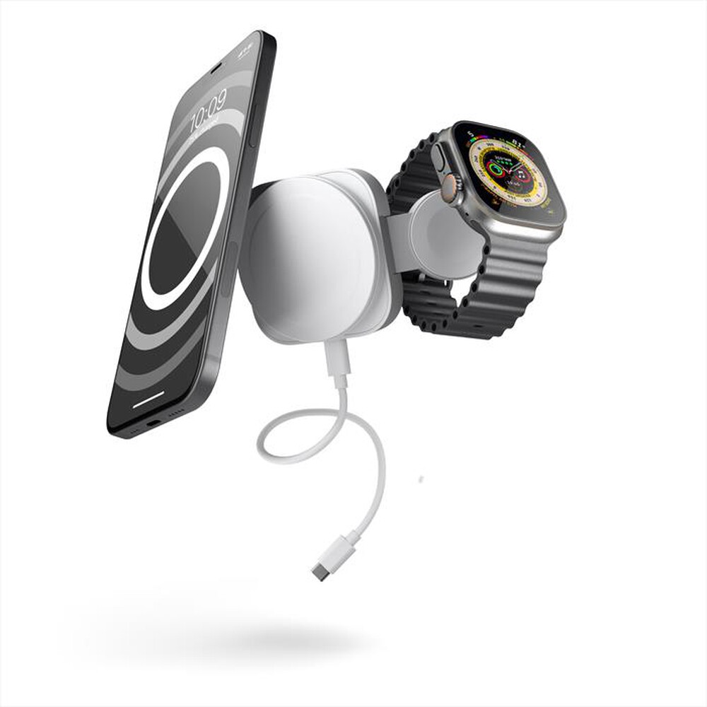 "ZENS - 2-IN-1 MAGSAFE + WATCH TRAVEL CHARGER-White - Bianco"