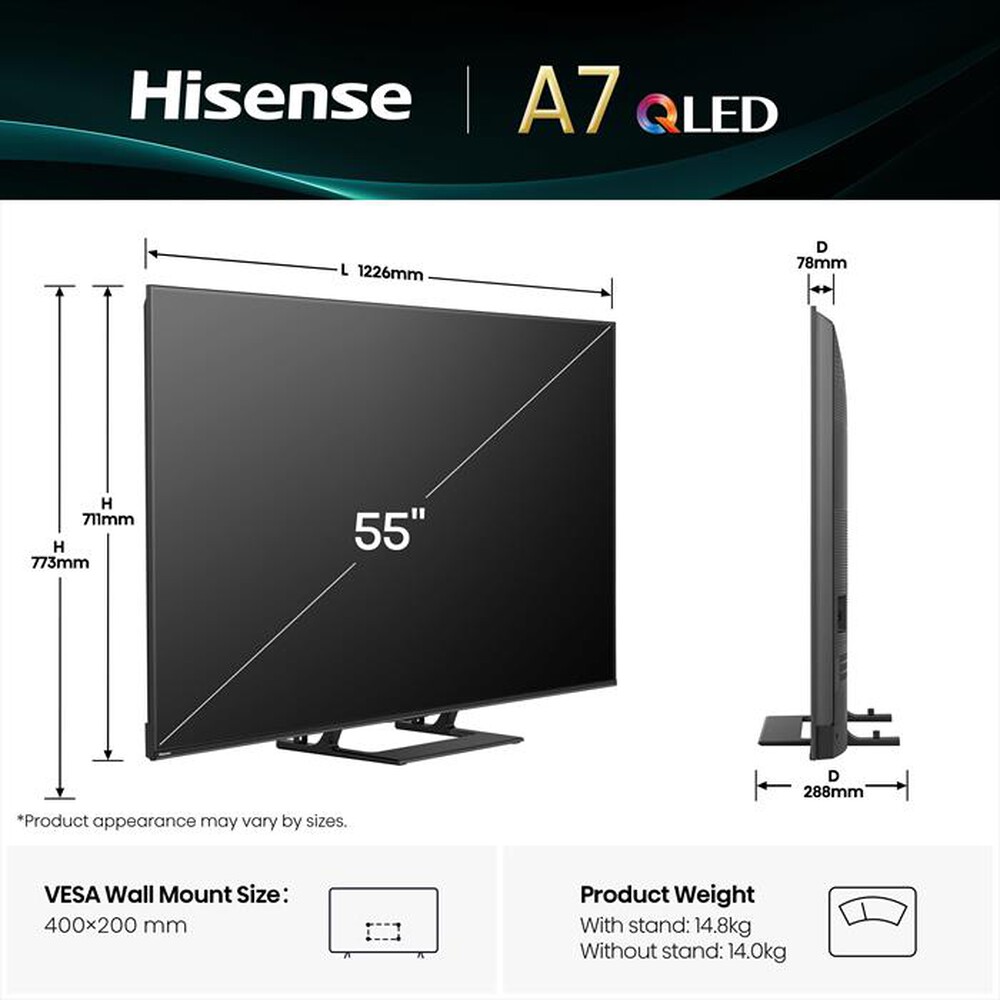 Immagine del prodotto HISENSE - Smart Tv QLED 55" 4K Ultra HD 55A79Q-NERO