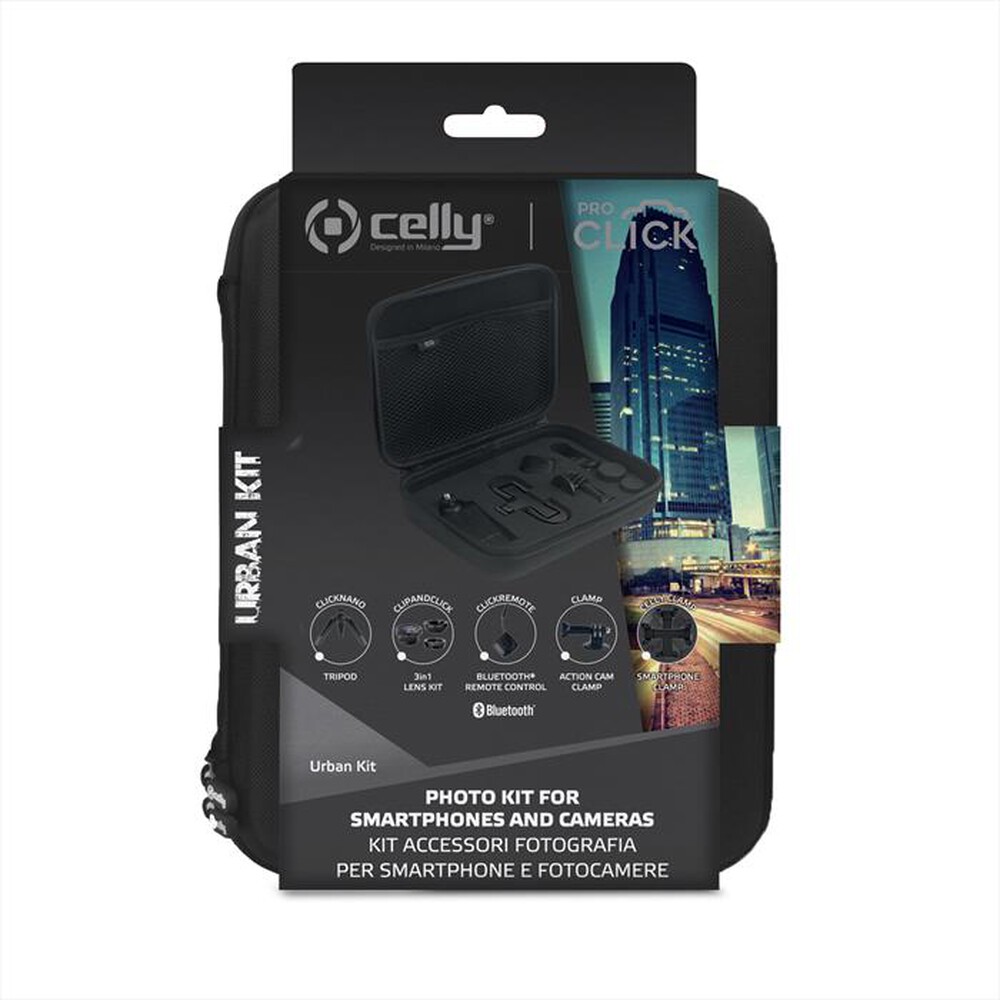 "CELLY - URBANKIT NANOTRI CLAMP REMOTE LENS KIT-Nero/Plastica"
