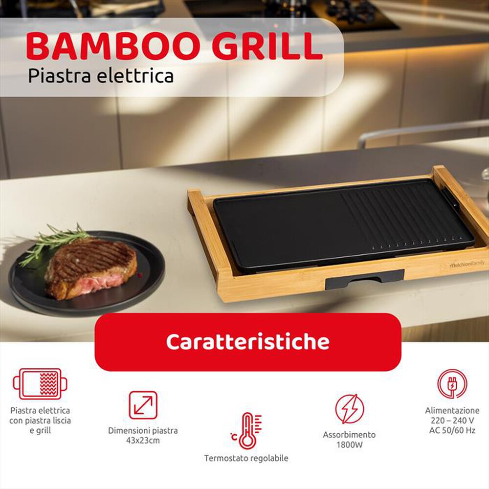 Immagine del prodotto MELCHIONI FAMILY - Bistecchiera elettrica BAMBOO GRILL-nero